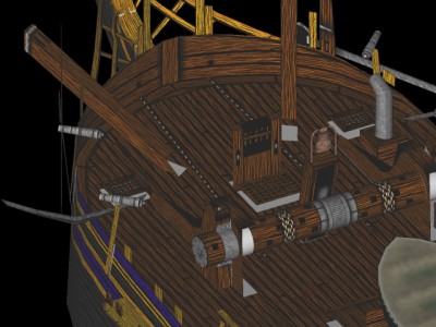 Ajout de cordes d'ancre sur le guindeau.