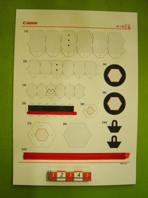 La planche de chez Canon imprimée sur papier 110 g blanc au format A5