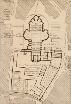 Plan ancien ou l'on peut observer le plan de la cathédrale.