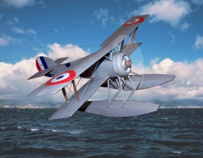 Hydravion Hanriot HD-2
L'hydravion Hanriot mis en situation : vol de reconnaissance au large de Toulon, fin aoÃ»t 1917. Travail sous photoshop : dÃ©tourage Ã  la plume, suppression de l'hÃ©lice et pose d'un disque transparent, pose d'un fond maritime, effets d'Ã©clairages et jeux de contrastes.
Keywords: Hydravion Hanriot HD-2