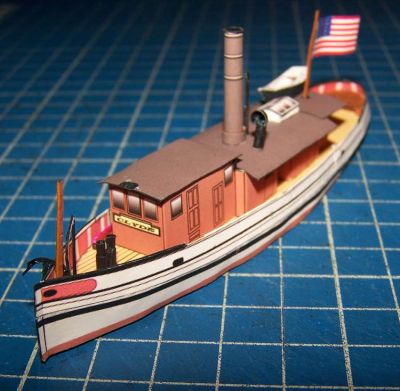 Tugboat USS Clyde
Vue 3/4 avant.
Un trÃ¨s joli petit bateau, un peu corsÃ© du cÃ´tÃ© de la coque, mais un montage somme toute trÃ¨s agrÃ©able.

