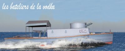 Les bateliers de la vodka
la BK-2 mise en situation, par beau temps, mer belle Ã  peu agitÃ©e...
Comme quoi, on dira ce qu'on voudra, mais Photoshop, c'est top.
BK-2, c'est les initiales de Brone Kater, vedette blindÃ©e  nÂ° 2. Un petit bateau Ã  usage principalement fluvial, utilisÃ© par l'armÃ©e rouge entre 1918 et 1920 sur le Dniepr.
Keywords: BK-2