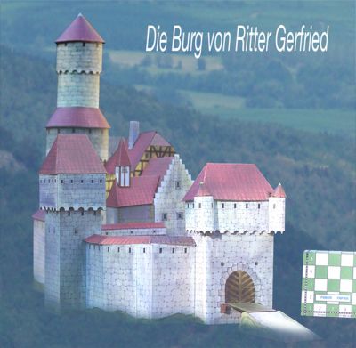 Le chÃ¢teau du chevalier von Gerfried
en langue de GÅ“the ; "die Schloss von Ritter Gerfried". Mise en situation, la forteresse dans son triple rÃ´le : 1 montrer la puissance du seigneur, 2 surveiller le pays alentour et surtout lever les taxes et autres droits de passages et 3 permettre la mise Ã  l'abri du seigneur, de sa famille, de son trÃ©sor et de ses gens, pour le cas ou il viendrait Ã  l'idÃ©e Ã  un voisin de mettre la main sur sa terre et ses possessions. Mener un siÃ¨ge autour d'une telle forteresse implique d'y mettre les moyens, sinon...
Keywords: ChÃ¢teau