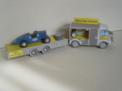 CitroÃ«n H L'Hospice Saint Christophe
ModÃ¨les de Camille base et camping car 6 roues pour la remorque.
La Voisin Laboratoire de Pierreg et la Rosalie d'Amigamaquette.
Merci Ã  Camille, Pierreg et Sidne !
