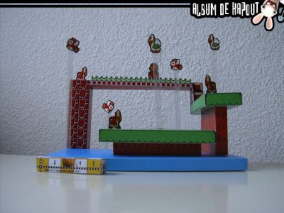 Mario bros 3
Le niveau vu de face comme lorsque l'on y jouait sur console
Ã  noter le remplacement des pietements des poissons et tortues volantes par tes morceaux de rhodoide
