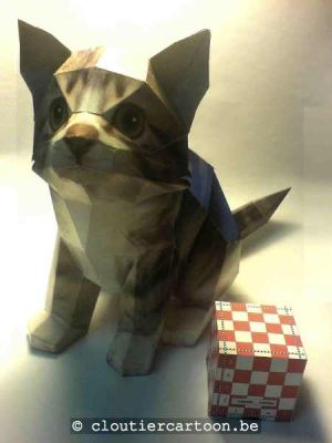 Un chat
Collaboration avec ma fille. Ill trainait dans un coin depuis deux ans Ã  moitiÃ© fini. On s'est dit qu'on le finirait bien avant la fin de 2007. Promesse tenue!
