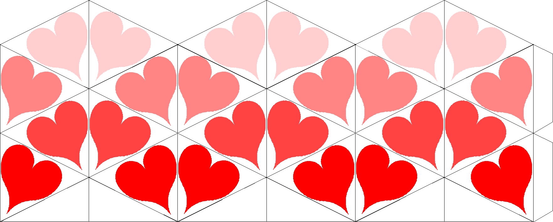 kalïdocycle hexagonal fermé avec des coeurs