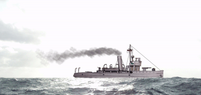 Mouilleur de mines Polonais General Haller
Ici, le bateau mis en situation. Un travail sur Photoshop : dÃ©tourages Ã  la plume, ajout des dÃ©tails, haubans, fumÃ©e, pavillon.
