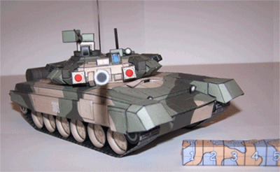 Char T-90
La maquette de chez Julius Crafter.
Sous cet angle, c'est assez fidÃ¨le. Un modÃ¨le pas si Ã©vident que Ã§a, quelques surprises du cÃ´tÃ© du train de roulement, cependant aisÃ©es Ã  corriger.
Les deux 'phares' rouges, c'est des brouilleurs infra-rouges Ã  Ã©clats, sensÃ©s leurrer les systÃ¨mes de missiles antichar type Milan, Hot ou Tow.
Keywords: char-T90