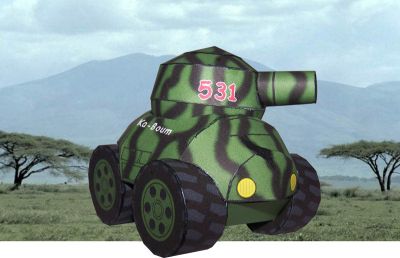 Ka-Boum
Voici Ka-Boum, la toto cuirassÃ©e de chez http://www.ne.jp/asahi/to/n/pc1/op/m0090.html.
Passage obligÃ© chez Photoshop ou alors c'est un modÃ¨le blanc ...
Une petite maquette sympa Ã  assembler, avec le choix des armes un, deux ou cinq canons !
Keywords: Ka-Boum
