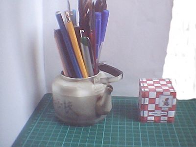 maquette nÂ°35, une thÃ©iÃ¨re de FF7 convertie en pot Ã  crayon.
